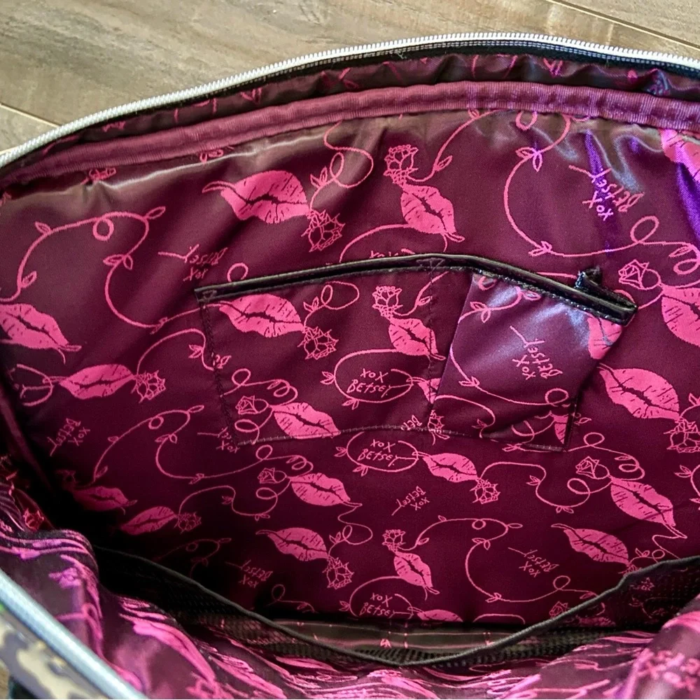 Vintage Betsey Johnson IPad, Laptop Padded Leopard and Roses Case Bag ,15” x 13